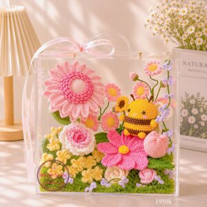VB44 Ong len handmade* Hoa handmade - Vali mica cao cấp 28.28.15cm