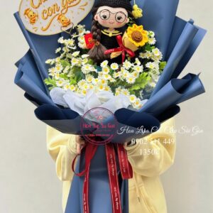 BOH151 Doll nữ tốt nghiệp len handmade* Hoa lụa tana