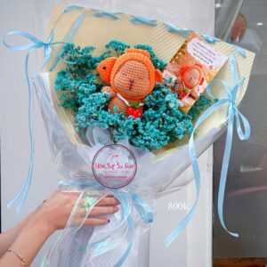 BOH156 Capypara len handmade* Baby hoa thật khô vĩnh cửu