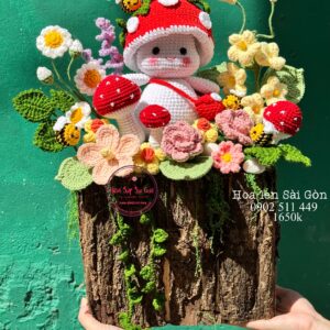 Crochet bé nấm* hoa len mix - style garden