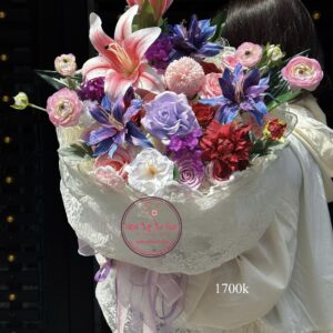 Hoa mix * Hoa bó vải ren | HB117