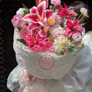 Hoa mix * Hoa bó vải ren | HB116