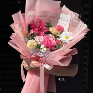 Hoa sáp mix hoa lụa * Hoa bó | HB167