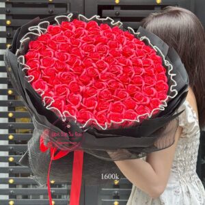 Hoa hồng sáp 3 lớp – Hoa bó * Màu đỏ tươi | HB62
