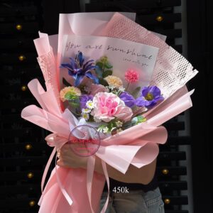 Hoa sáp mix hoa lụa * Hoa bó | HB164