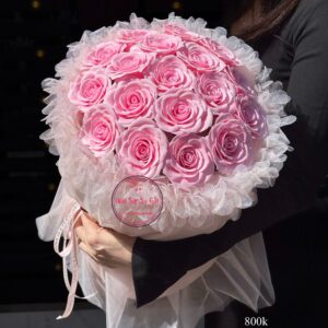 Hoa hồng sáp xoắn nở * Hoa bó vải voan | HB195