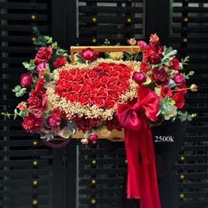 Red Heart — Hoa sáp mix hoa lụa * Hoa để bàn | HDB65